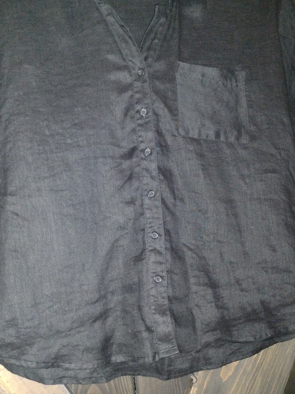 Garnet Hill 100% Linen Black Short-Sleeve Button-up Shirt - Women - Picture 8 of 8